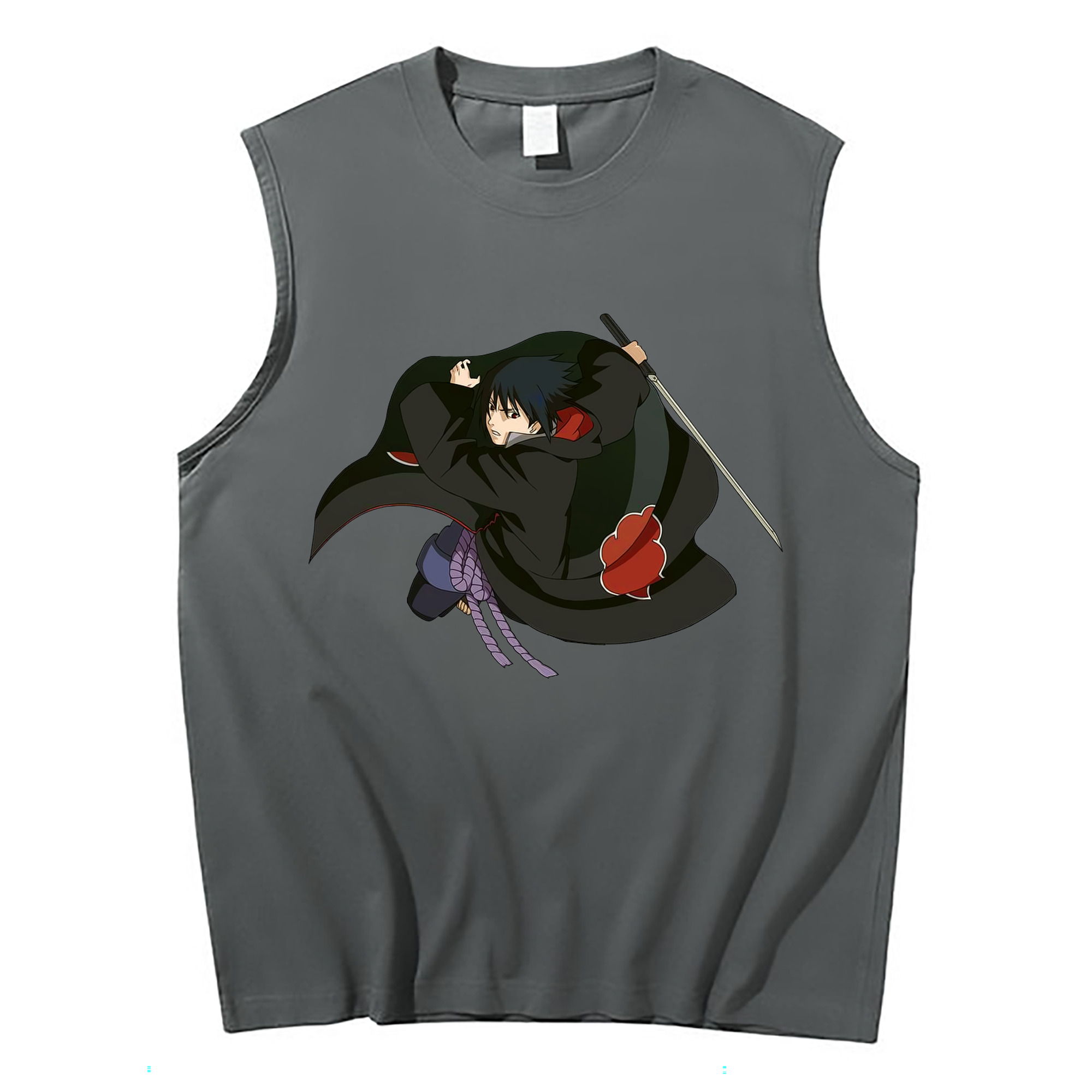 （画像用） NARUTO -ナルト- うちは サスケ Uchiha Sasuke コットン100％タンクトップ（フロントプリント）